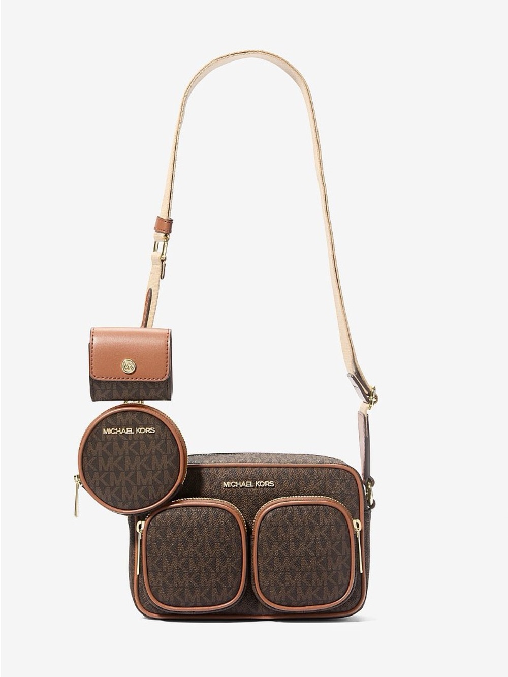 PRE LOVED Jet Set Medium Signature Logo Crossbody Bag with two extra pouches